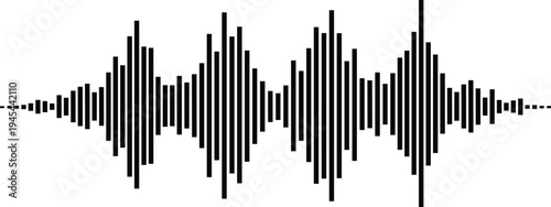 audio waveform visualization, sound wave signal, digital music frequency spectrum, voice recording waveform, podcast audio signal illustration