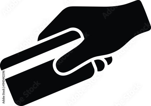 credit card payment icon, hand holding bank card, digital transaction symbol, online shopping payment method, financial purchase illustration