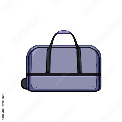 Purple rolling duffel bag with black handles on white background, perfect for weekend getaways, short trips and convenient luggage for travel and casual adventures