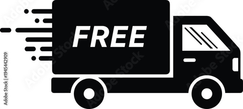 free delivery truck icon, fast shipping service symbol, logistics transport concept, online shopping delivery illustration, courier express shipment graphic