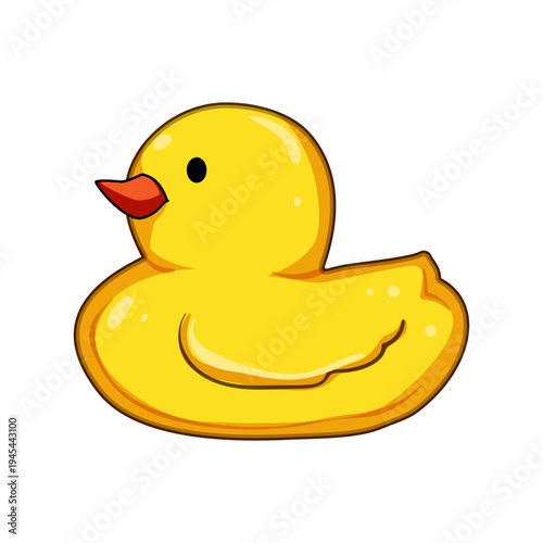 Yellow rubber duck toy featuring a cute design isolated on a clean white background, representing childhood, happiness, and innocence during a relaxing playtime