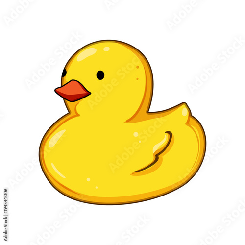 Yellow rubber duck creating a cute illustration symbolizing childhood, bath time, and simple joy, representing a playful toy for babies and kids enjoying relaxation and innocence
