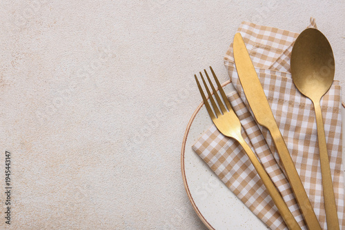 Table setting with golden c...
