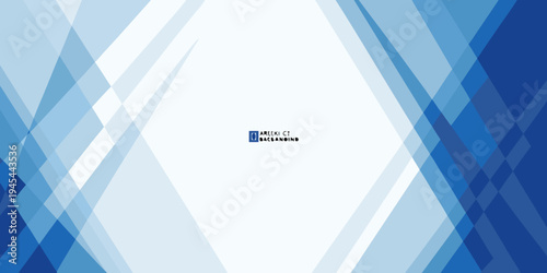 Abstract blue geometric background with layered shapes and white space