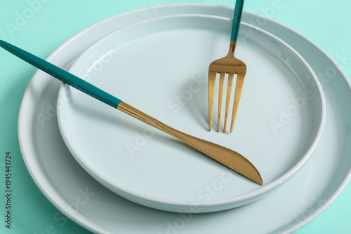 Table setting with golden c...