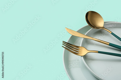 Table setting with golden c...