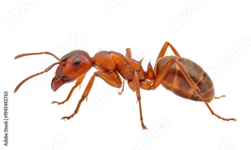 Obraz na plátně Detailed close up of a red ant showcasing its anatomy on transparent background