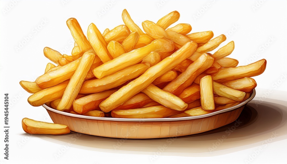 custom made wallpaper toronto digitalfrench fries with shadow golden fried fast food isolated on white background generative ai