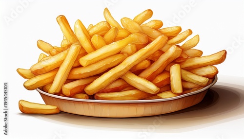 Wallpaper Mural french fries with shadow golden fried fast food isolated on white background generative ai Torontodigital.ca
