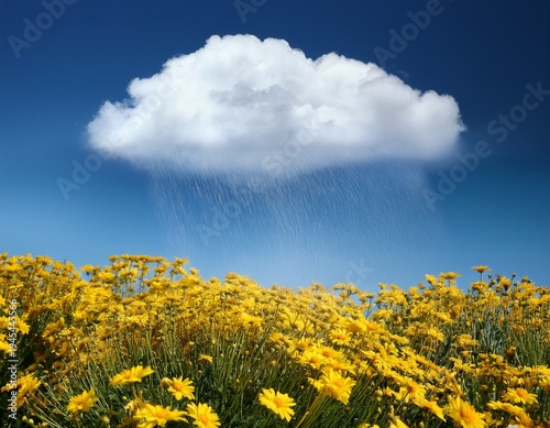 Wallpaper Mural white cloud raining yellow daisies in a dreamy sky Torontodigital.ca