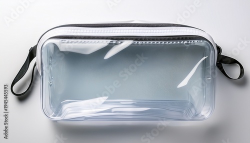 Wallpaper Mural ai image displays an empty transparent plastic toiletries bag with white trim and zipper isolated clearly on a plain white background Torontodigital.ca