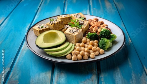 Wallpaper Mural nutritious plant based protein platter with tempeh chickpeas and avocado for healthy recipes Torontodigital.ca