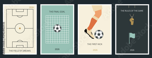Minimal Football Tournament Poster Set 2026 Sports Event Vector Templates
