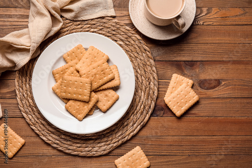 Plate with tasty biscuits a...