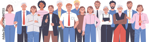 Diverse group of people illustration, multicultural community team, diversity and inclusion concept, modern society portrait