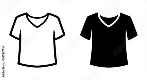 Two T-Shirts, One White and One Black, Simple Icon Graphics