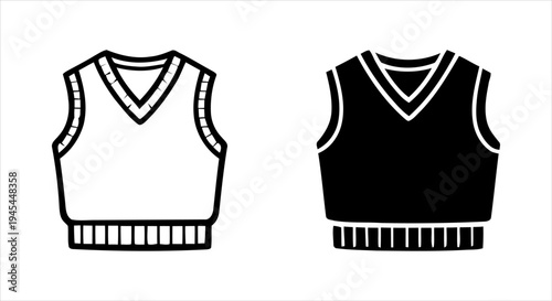 Classic preppy sleeveless sweater vest icons for fashion and school uniform designs