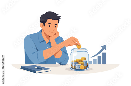 A thoughtful financial decision moment where an individual plans long term savings and financial stability in everyday life, representing responsible money management and future security