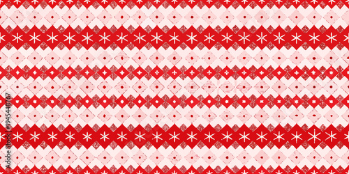 Red and white geometric pattern resembling a fair isle knit