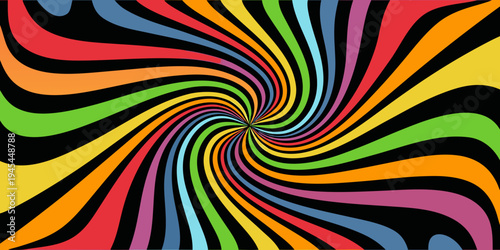 Canvas Print A vibrant swirling pattern of rainbow colors radiating from the center