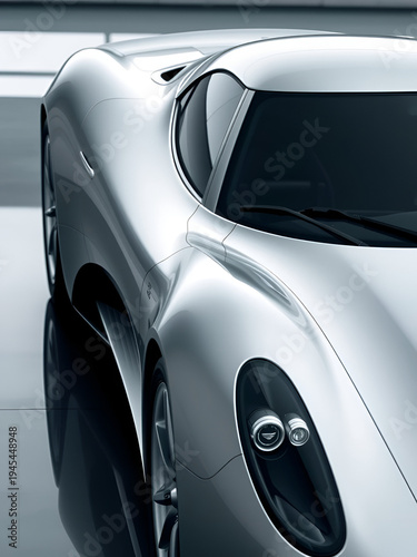 Modern Silver Sports Car with Streamlined Lines