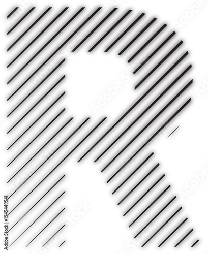 Striped Letter R Initial Graphic