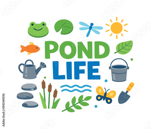 Seasonal backyard lifestyle concept focused on installing and caring for small garden ponds that attract frogs, dragonflies, and birds while creating a peaceful natural space during spring