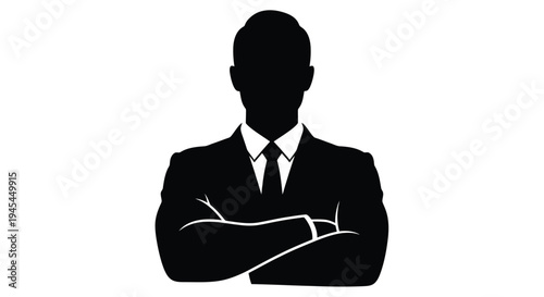 Silhouette of a confident businessman with arms crossed.