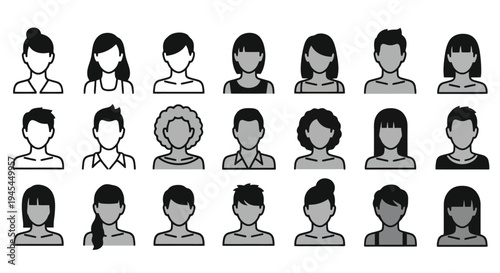 Diverse Collection of Stylized Human Avatar Icons.
