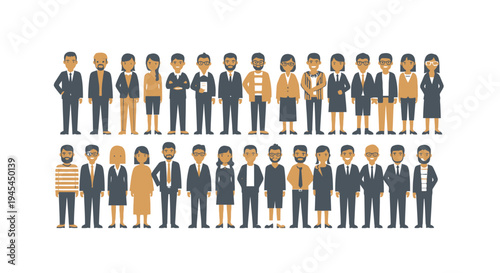 Large Set of Diverse People Characters in Flat Vector Style