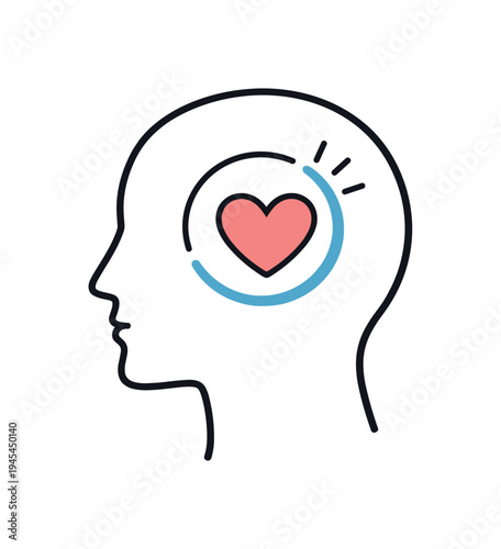 Emotional vulnerability and the courage to openly experience and express feelings in personal growth and relationships, a human head silhouette with a small heart partly protected by a