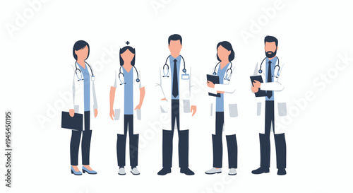 Group of Medical Doctors and Nurses Standing Together