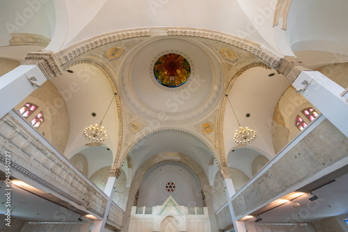 Lucenec Neolog Synagogue interior showing ornate dome and ark