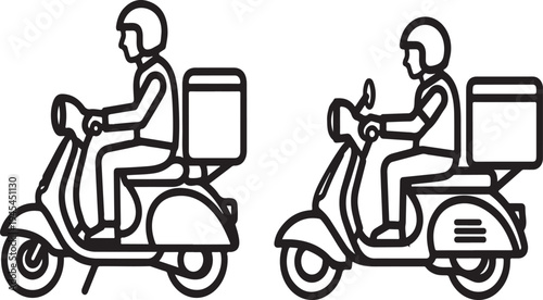 Delivery rider on a scooter with a large box on the back seat