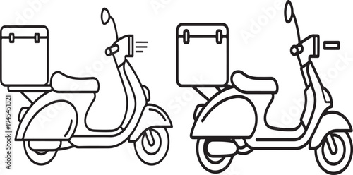Delivery scooter with storage box attached to the back for food or packages