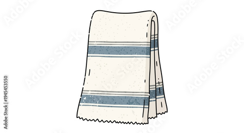 Folded Kitchen Towel with Blue Stripes