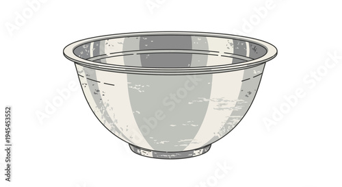 Empty Stainless Steel Mixing Bowl Isolated on White Background