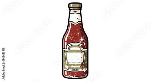Vintage Ketchup Bottle Illustration