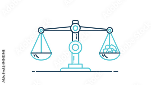 Simple Line Drawing of Balance Scale.