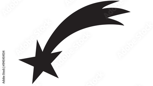 Star shooting with stylized tail against a white background featuring comet, meteor, space with cosmos and celestial elements for night sky,