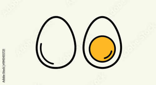 Simple Line Drawing of Two Eggs.