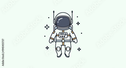Astronaut in Space Suit Floating Freely.