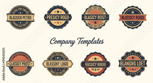 Collection of Vintage Company Logo Templates and Badges.