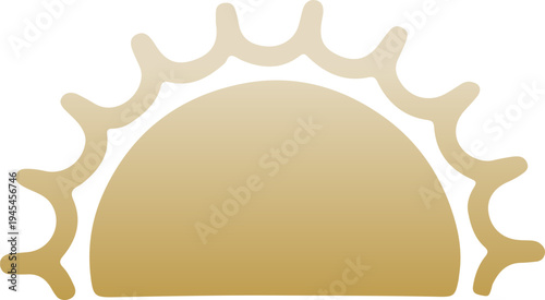 Golden Minimalist Sunset Icon. Hand Drawn Simple Sunrise Emblem. 