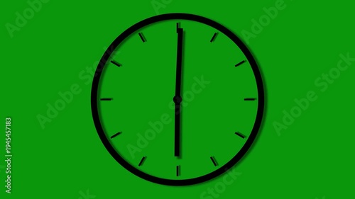 A smooth animation of a white clock face with moving hands rotates to indicate time passing on green screen background. Watch shows the running time. Counting 24 Hours. Clock icon with moving arrows.