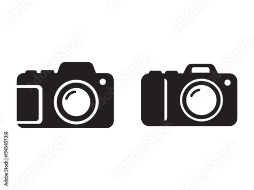 Two black and white camera icons for photography and videography  simple design