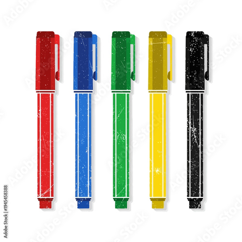 Set of colorful markers on white background