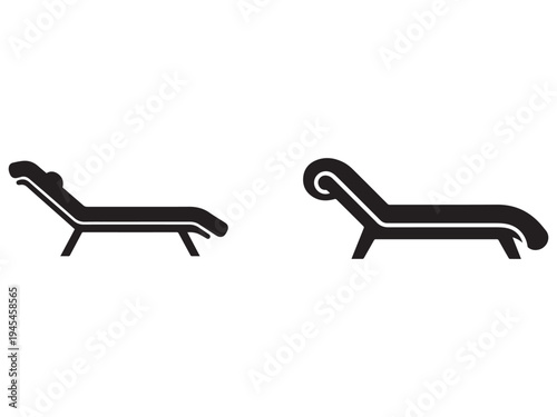 Two black chaise lounge chairs in different positions for relaxation and comfort  modern outdoor furniture designs