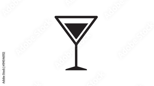 Glass martini icon with black outline and dark liquid fill, representing a classic cocktail or beverage.