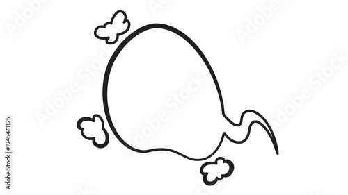 Speech bubble cartoon with fluffy cloud elements, representing conversation or thoughts in a simple hand drawn comic style on white.